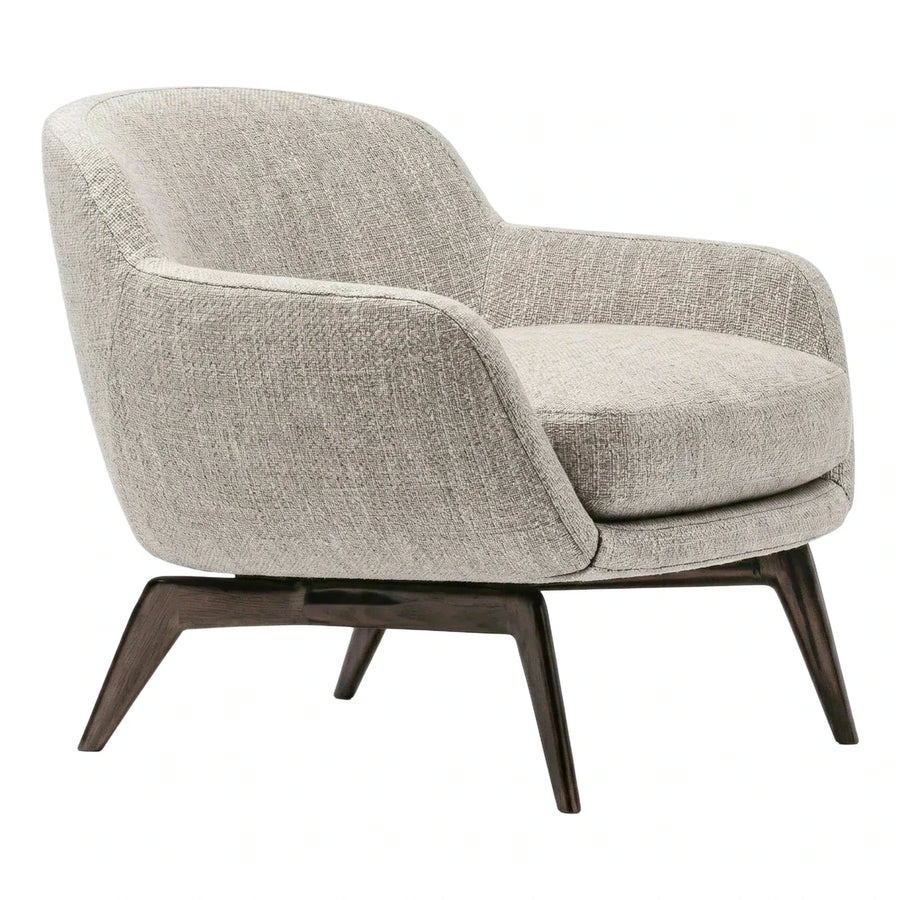 Modern Grey Fabric Lounge Chair with Dark Wood Legs