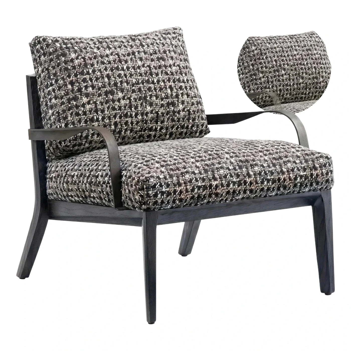 Modern Black Wood Frame Boucle Accent Armchair