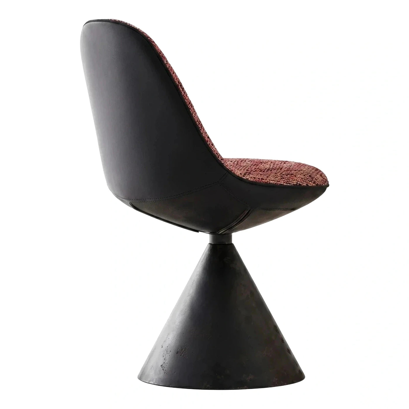 Modern Black Leather Swivel Chair with Textured Fabric