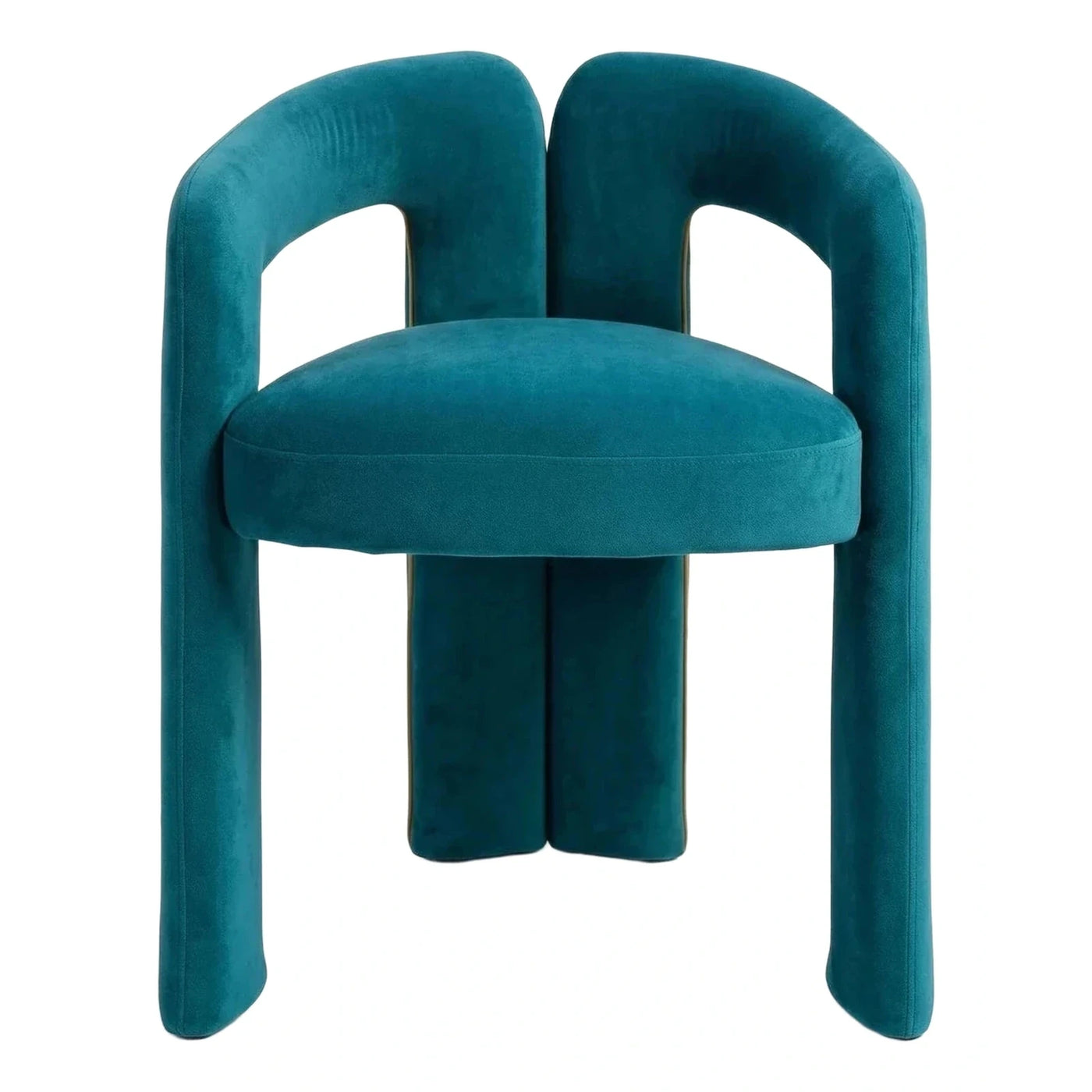 Teal Velvet Sculptural Armchair with Split Backrest
