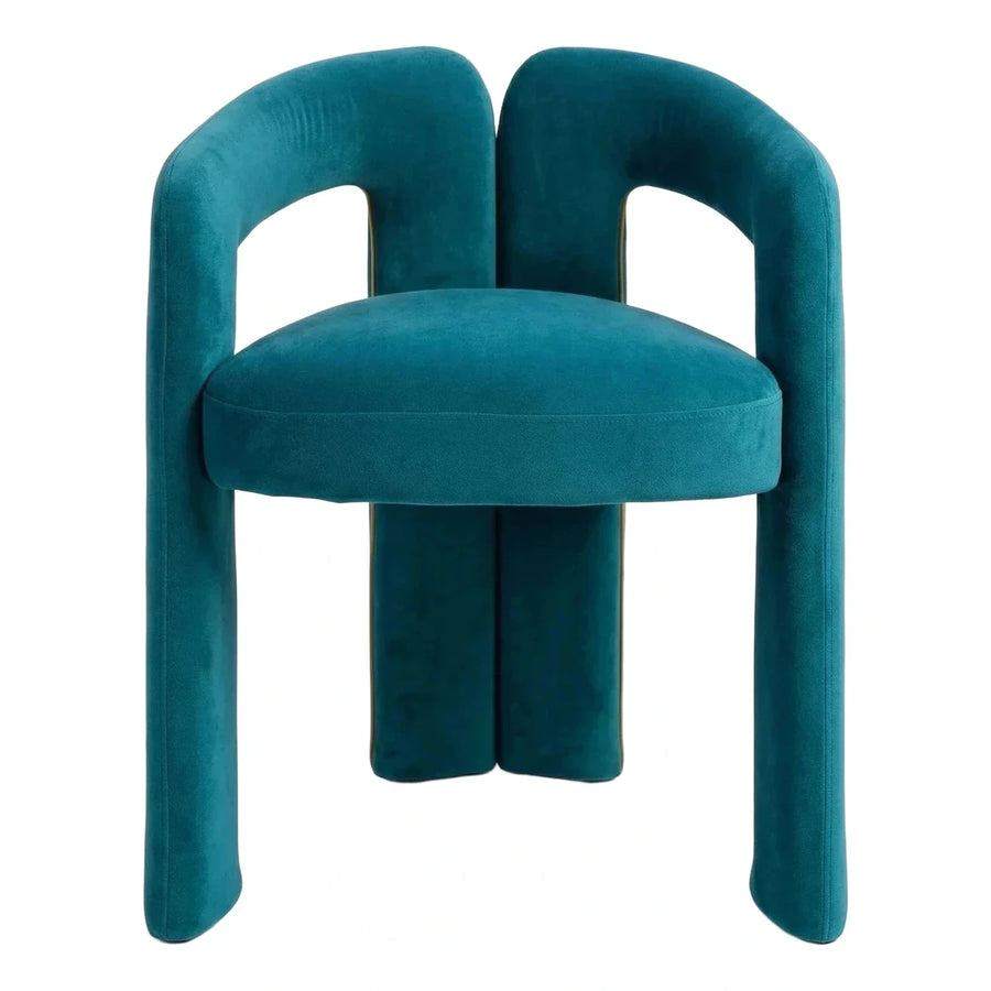 Teal Velvet Sculptural Armchair with Split Backrest