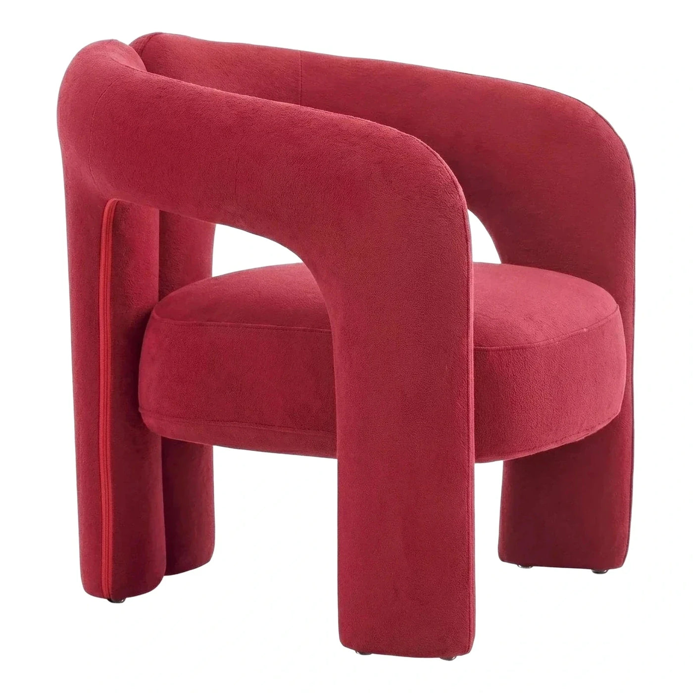 Modern Red Velvet Tub Armchair with Curved Frame