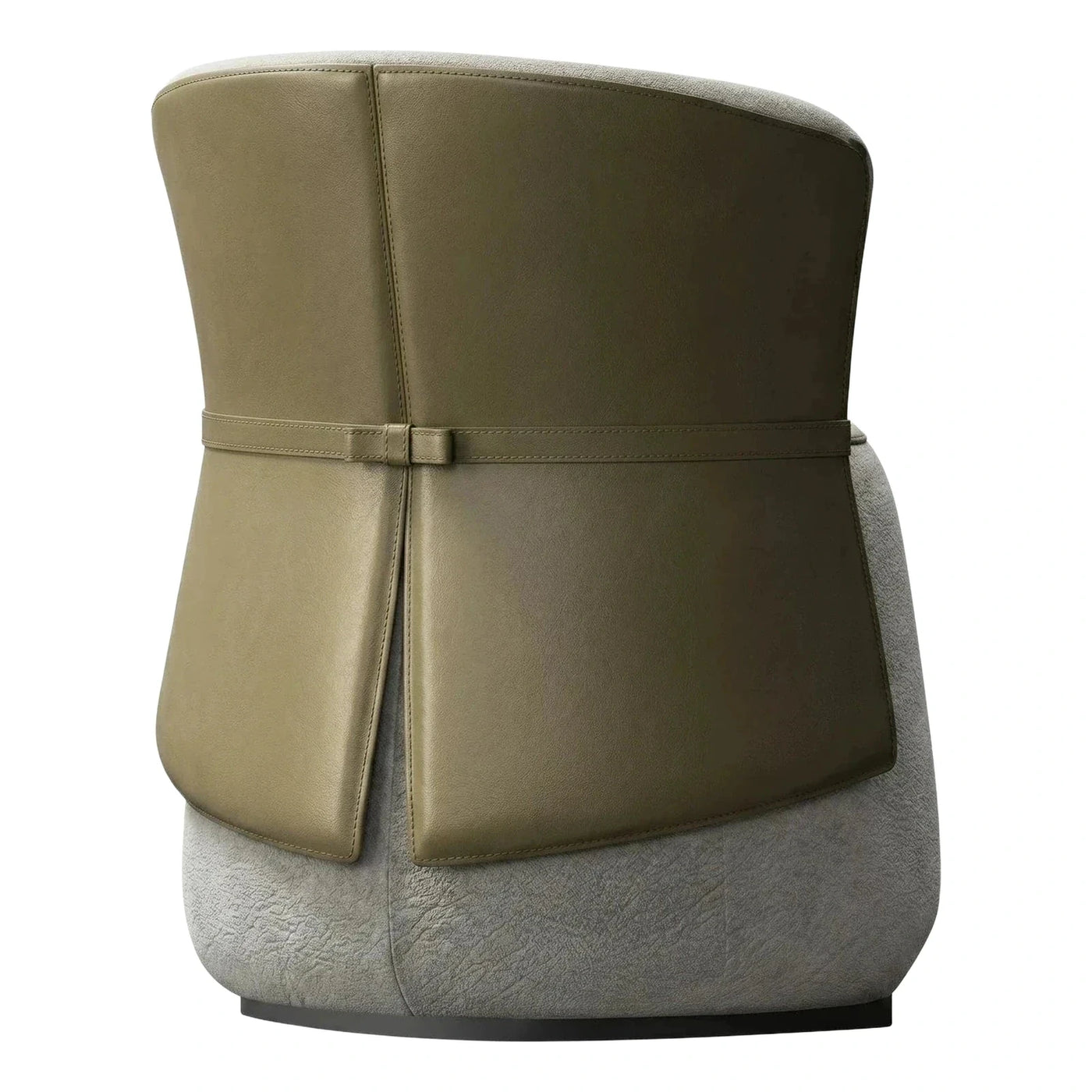 Olive Green Leather and Fabric Swivel Accent Chair