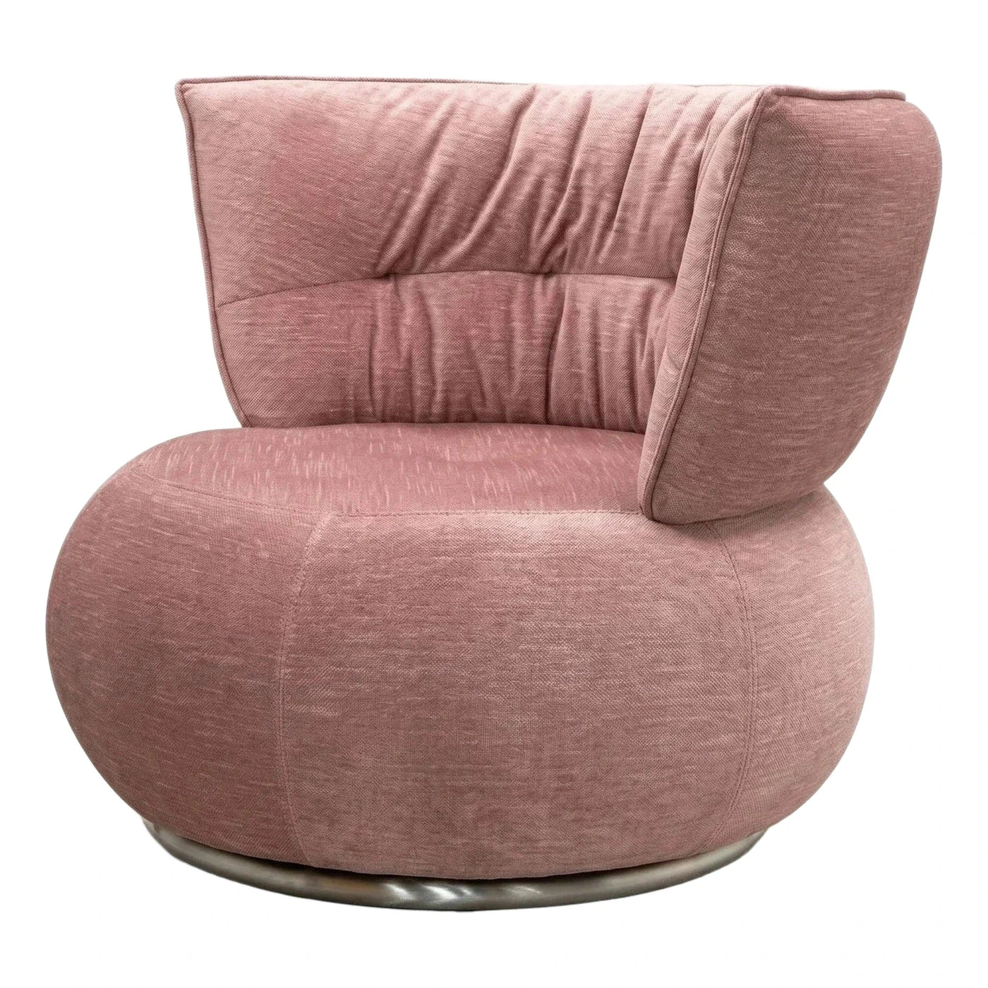 Modern Pink Fabric Swivel Lounge Chair