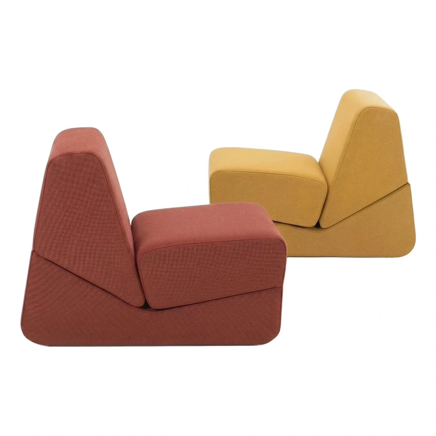 Modern Geometric Fabric Lounge Chair Low Profile