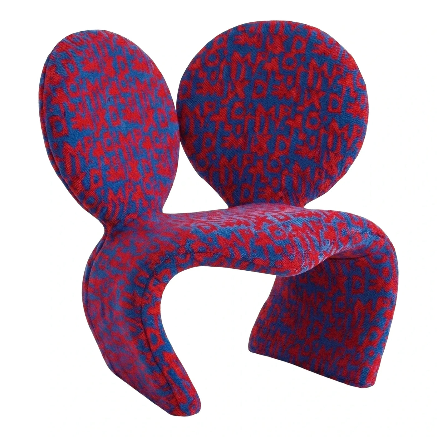 Red and Blue Graphic Pattern Sculptural Lounge Chair