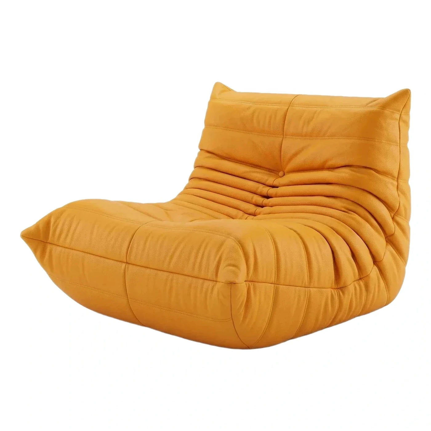 Mustard Yellow Leather Floor Lounge Chair