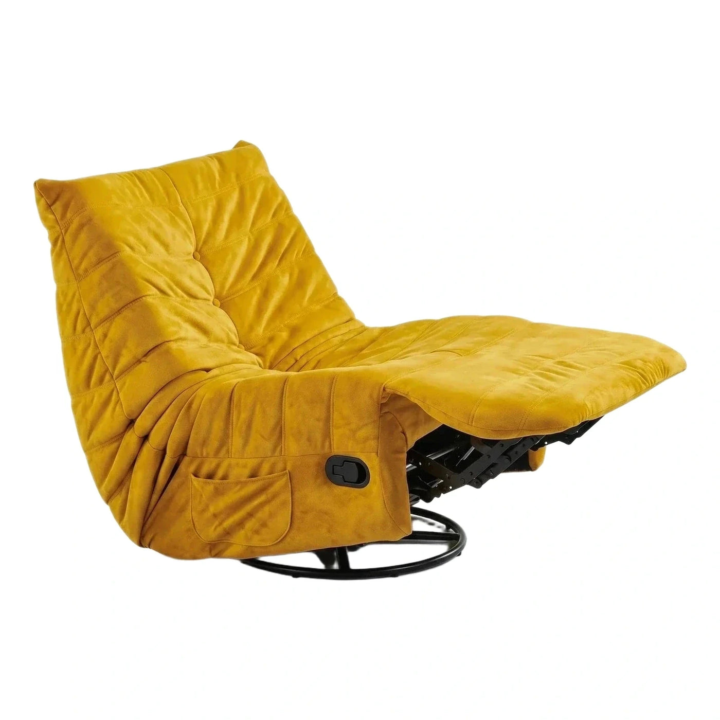 Mustard Yellow Velvet Swivel Recliner Lounge Chair