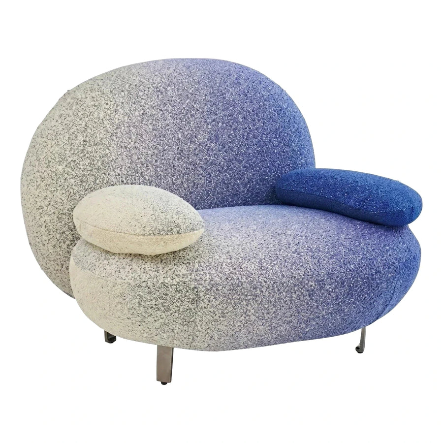Modern Gradient Blue Cream Boucle Lounge Chair
