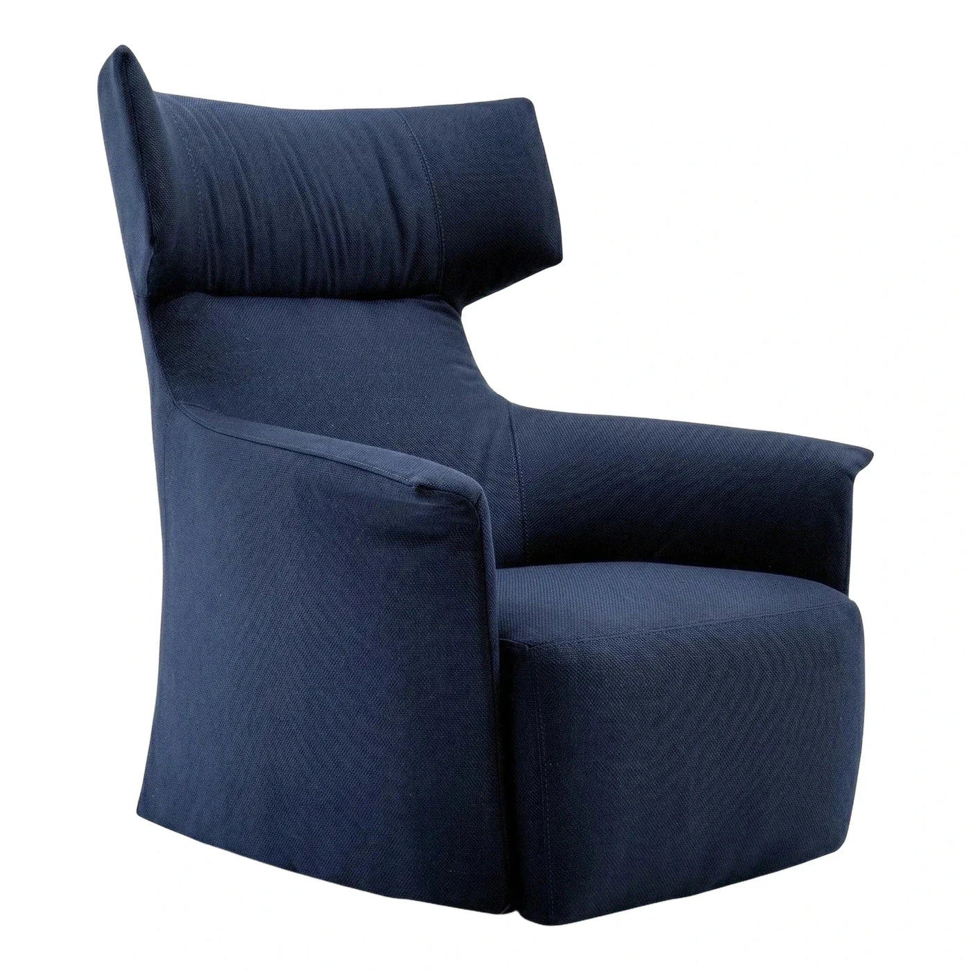 Navy Blue Modern Fabric Armchair with High Back
