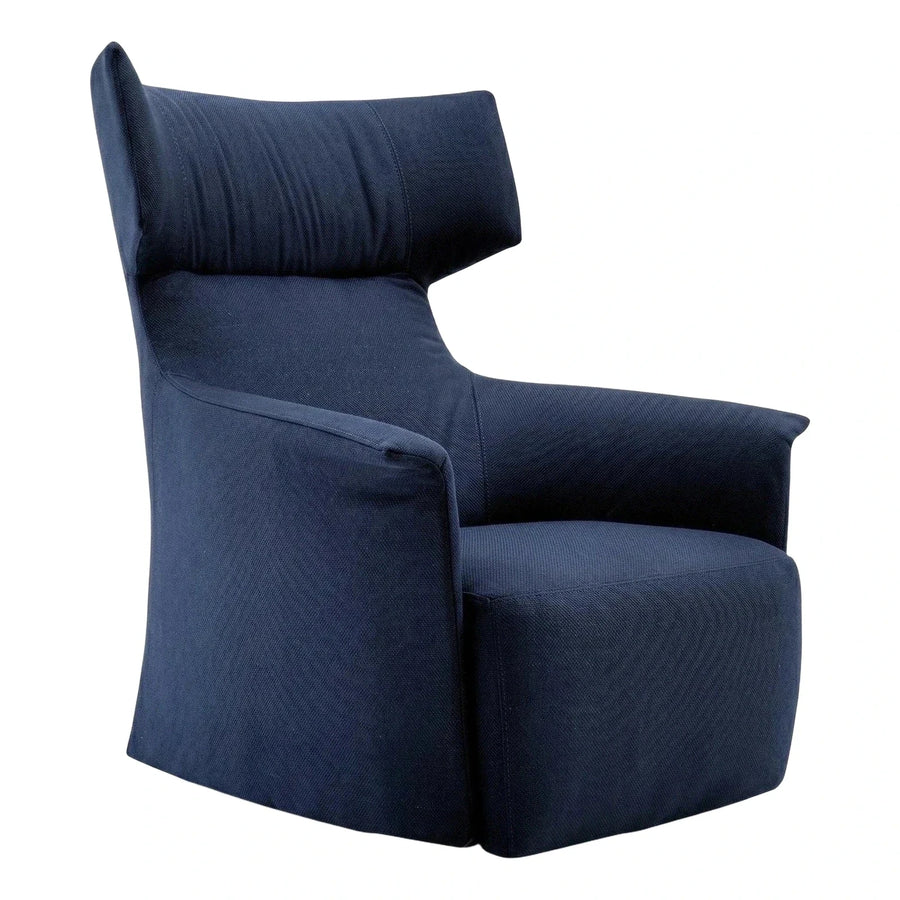 Navy Blue Modern Fabric Armchair with High Back