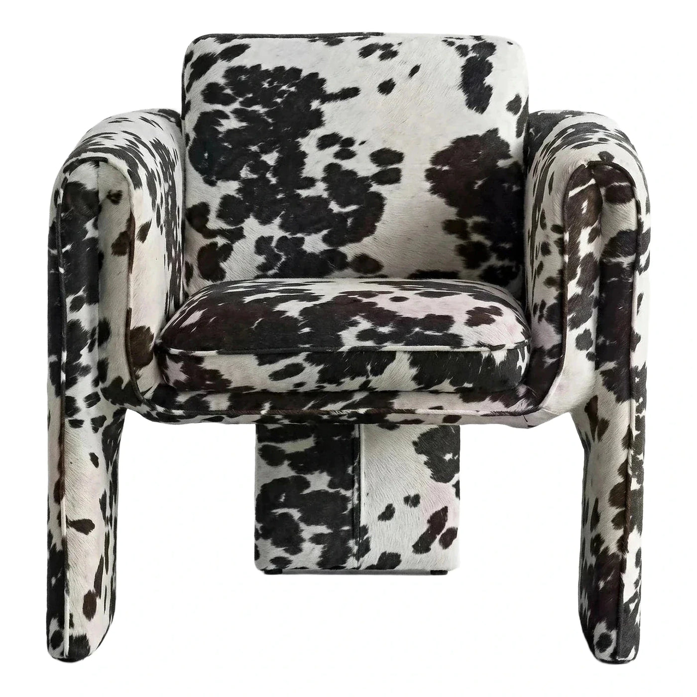 Black and White Cowhide Upholstered Lounge Chair