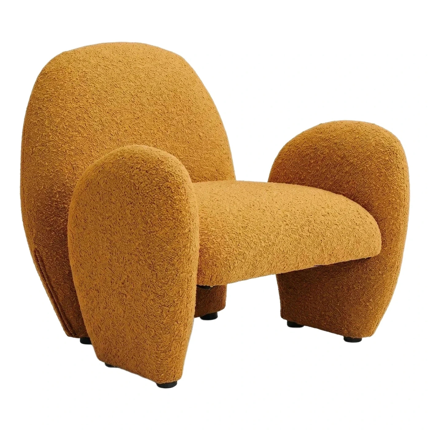 Sculptural Mustard Yellow Boucle Lounge Chair