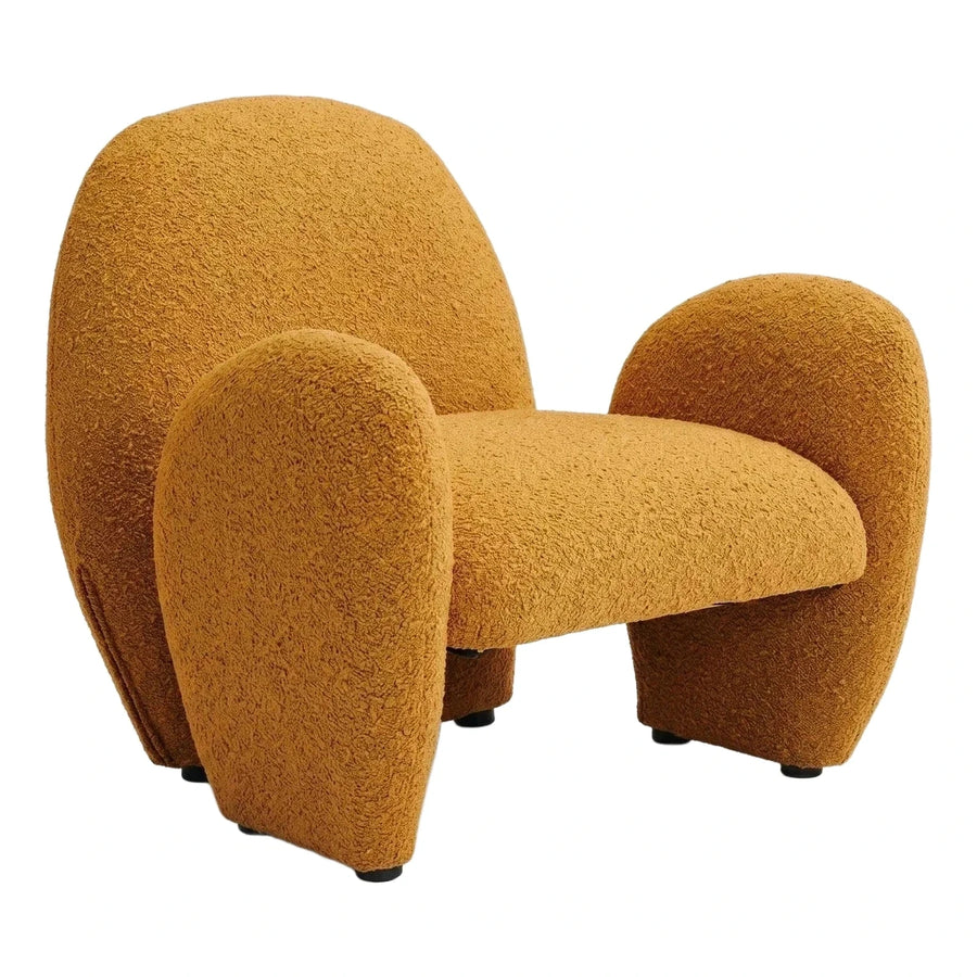 Sculptural Mustard Yellow Boucle Lounge Chair