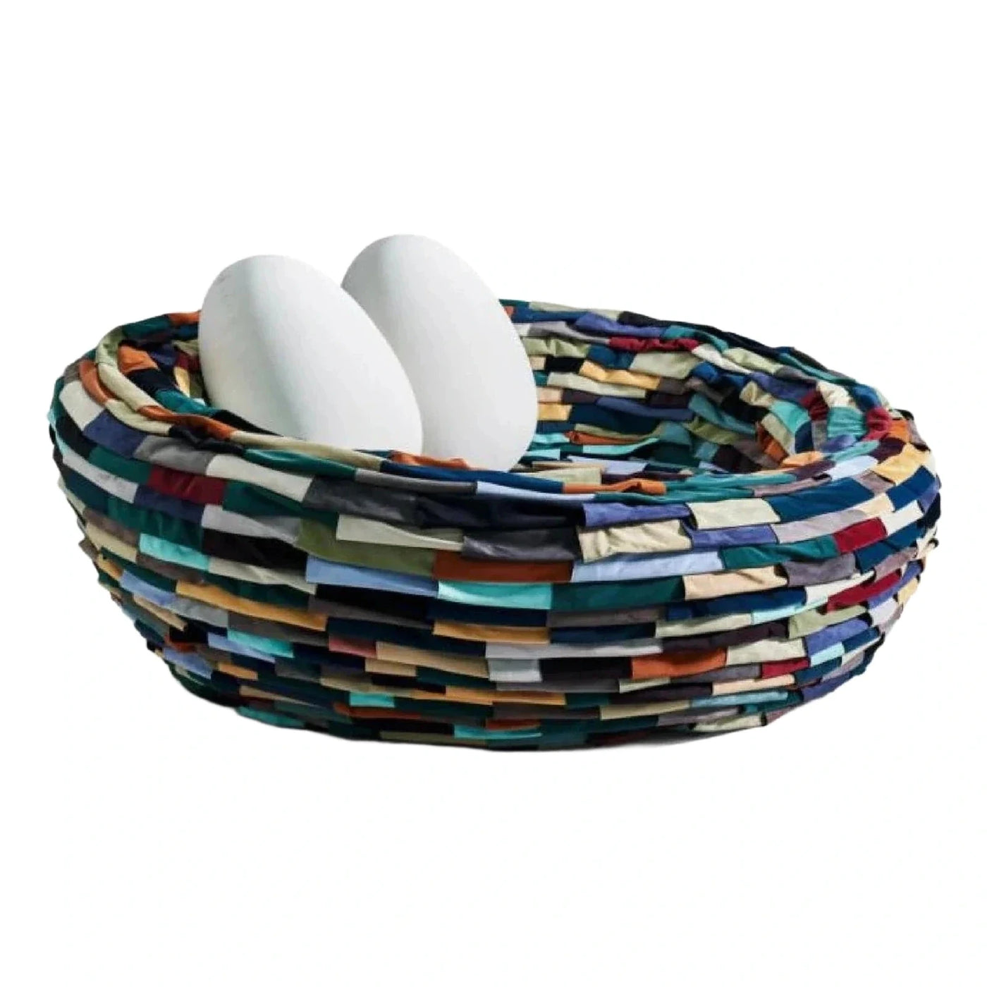 Multicolored Woven Nest Lounge Chair with Oval Cushions