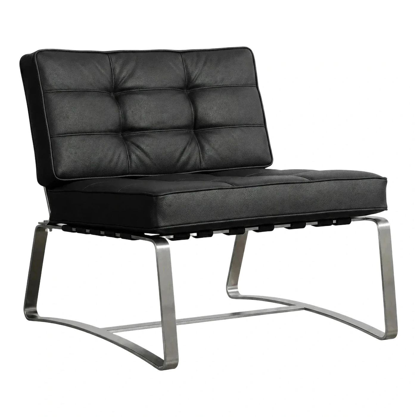 Modern Black Leather Armless Lounge Chair