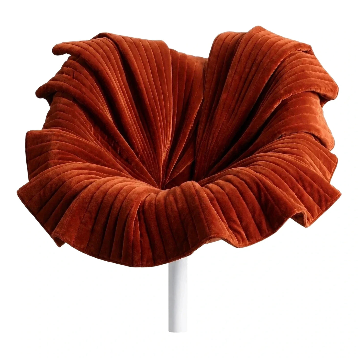Rust Velvet Pleated Sculptural Lounge Chair