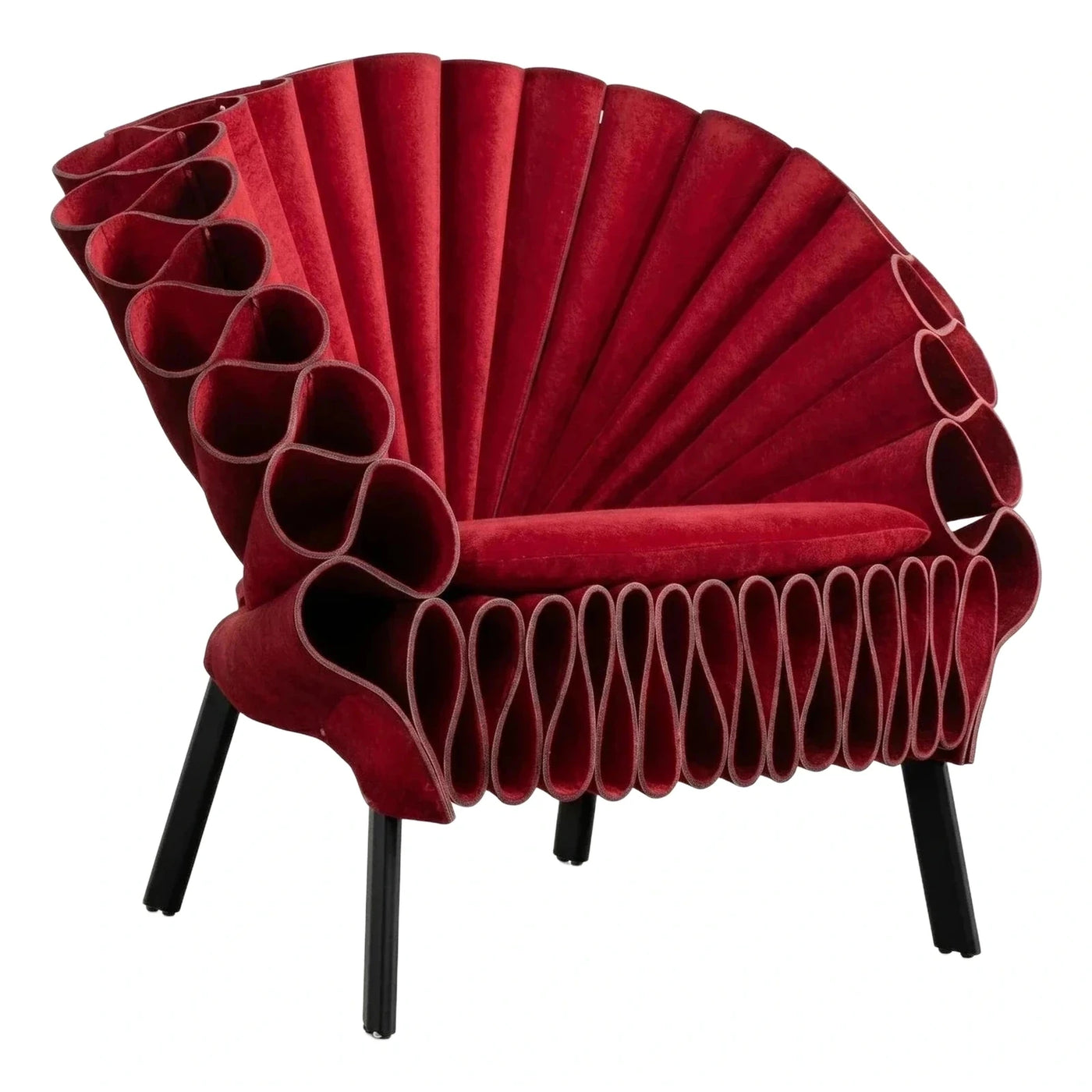 Red Velvet Fan Back Lounge Chair