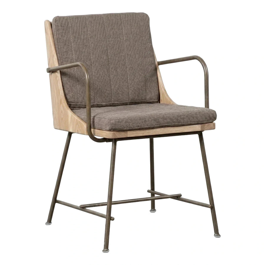 Modern Armchair with Light Wood Shell and Metal Frame