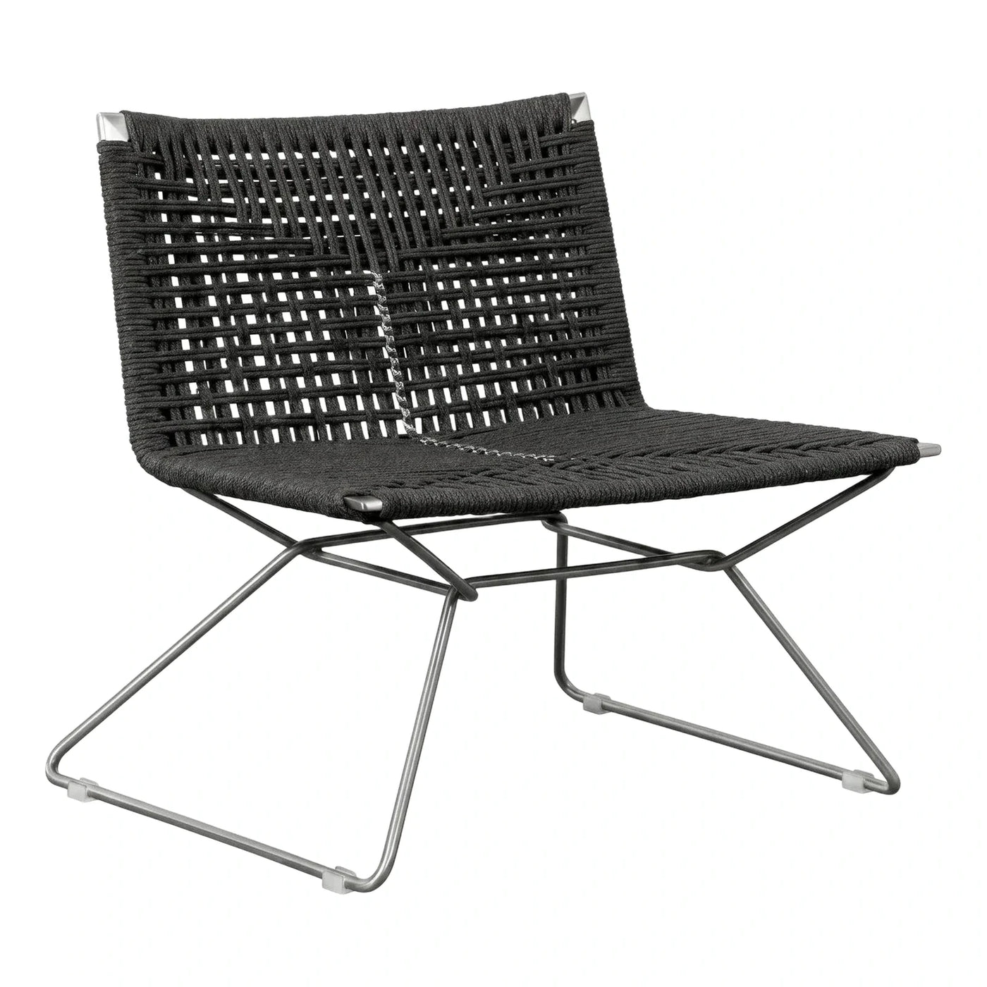 Modern Dark Grey Woven Cord Lounge Chair