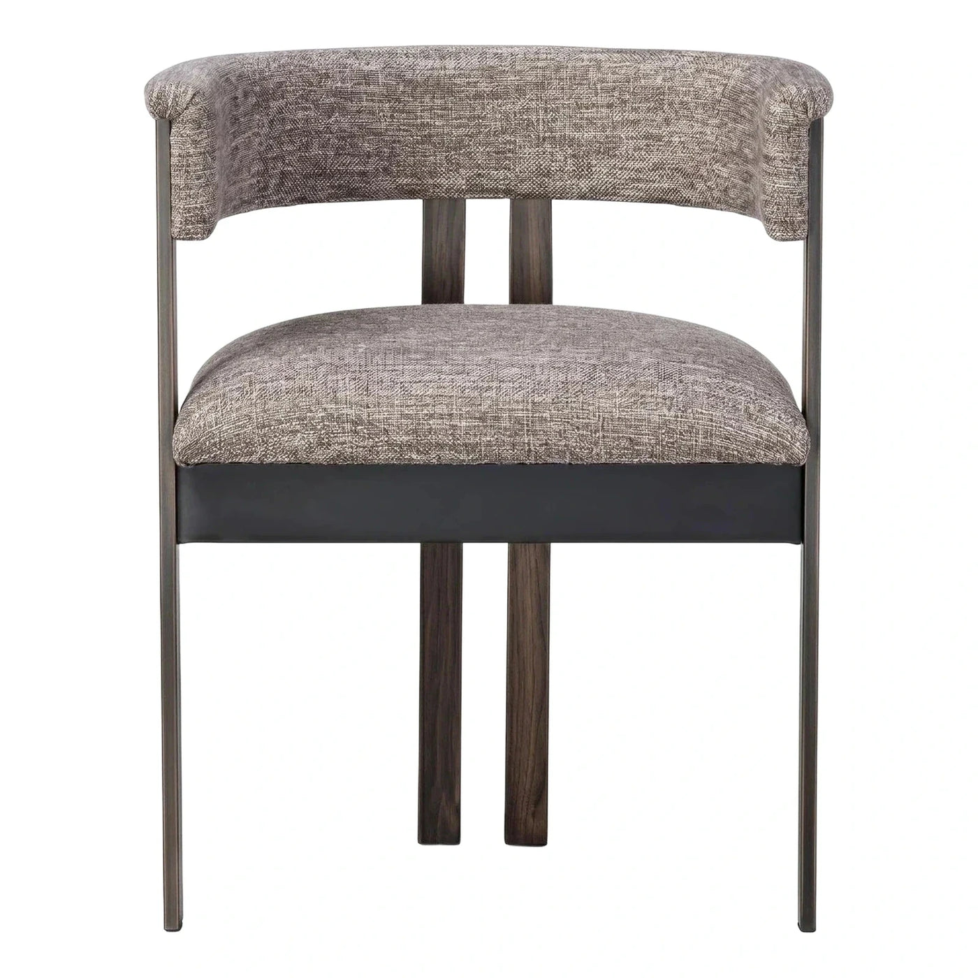 Modern Curved Back Upholstered Dining Chair with Wood Legs