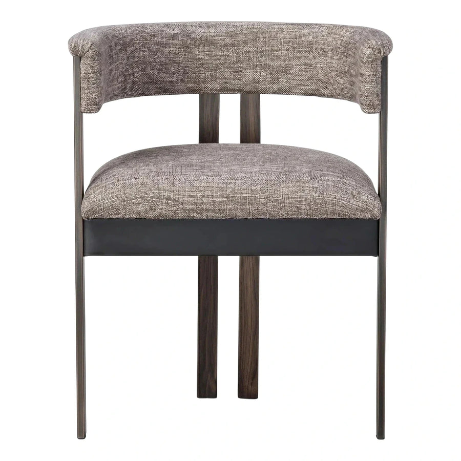 Modern Curved Back Upholstered Dining Chair with Wood Legs