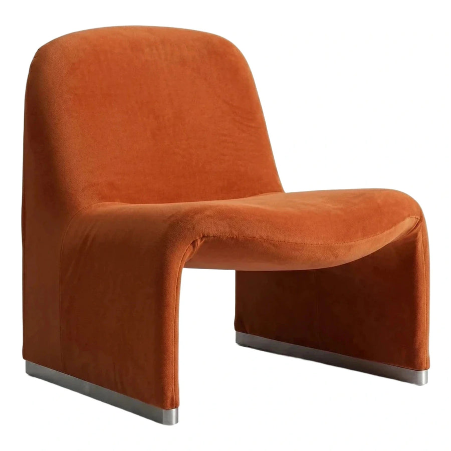 Modern Rust Fabric Lounge Chair with Metal Base