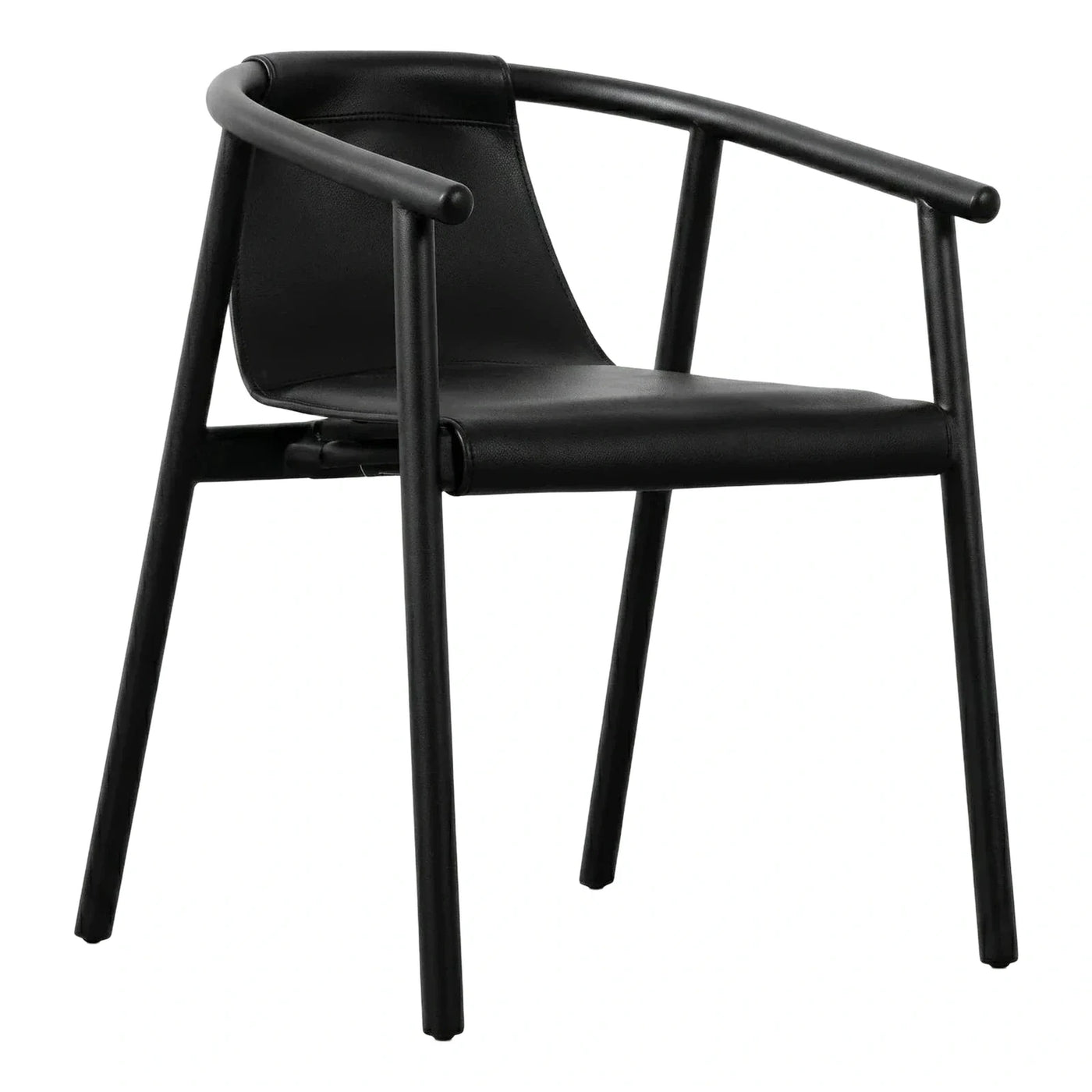 Modern Black Leather Arm Dining Chair