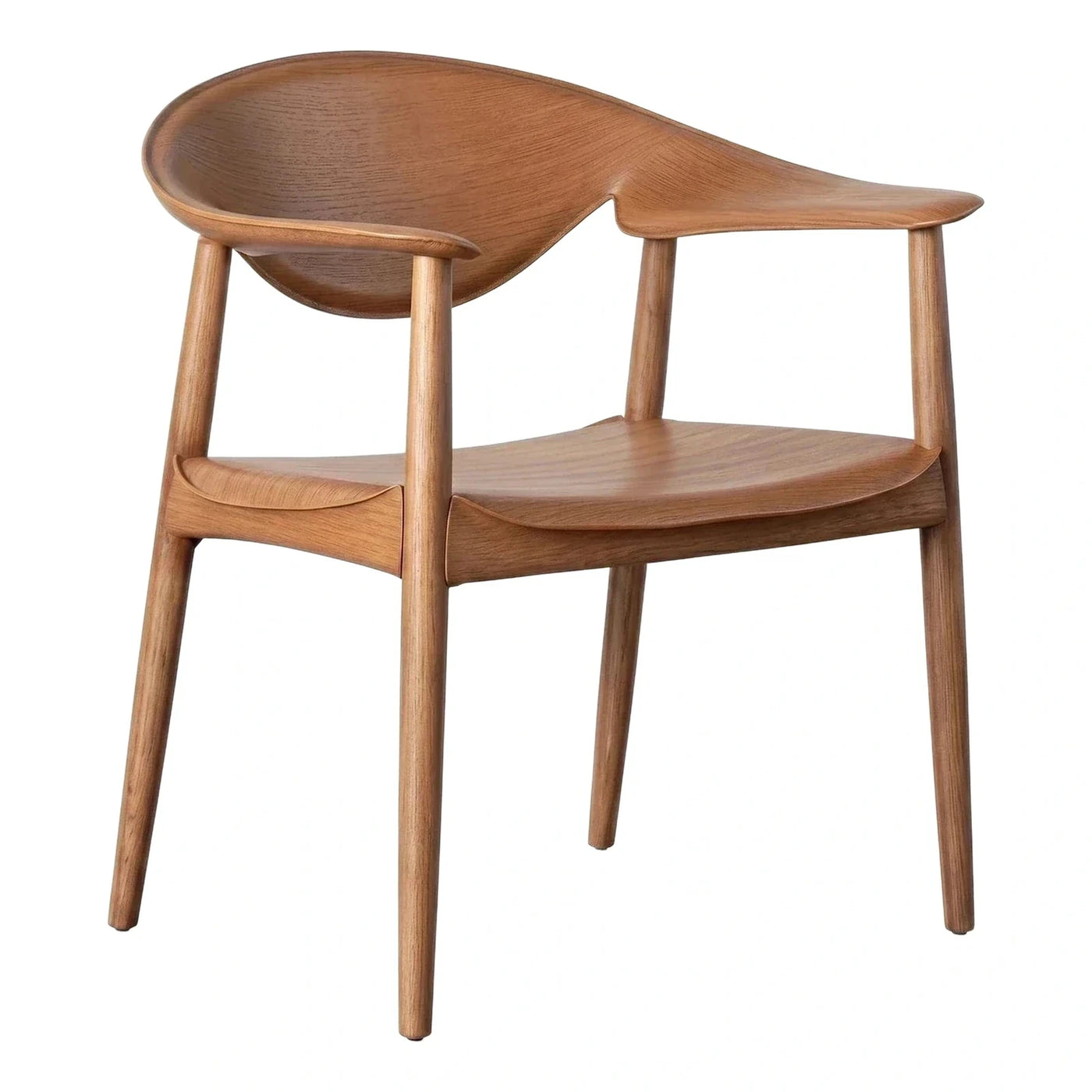 Modern Solid Wood Shell Back Armchair