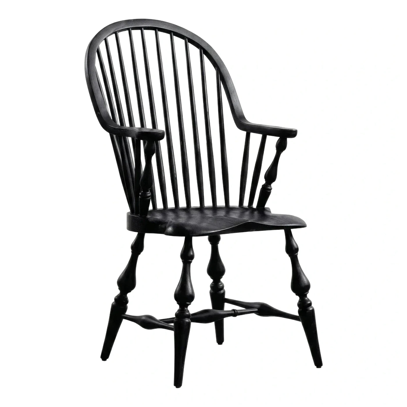 Black Wooden Spindle Back Armchair with Turned Legs