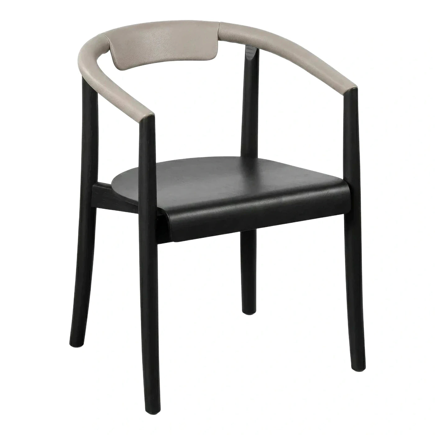 Modern Black Wood Dining Chair with Grey Leather Back