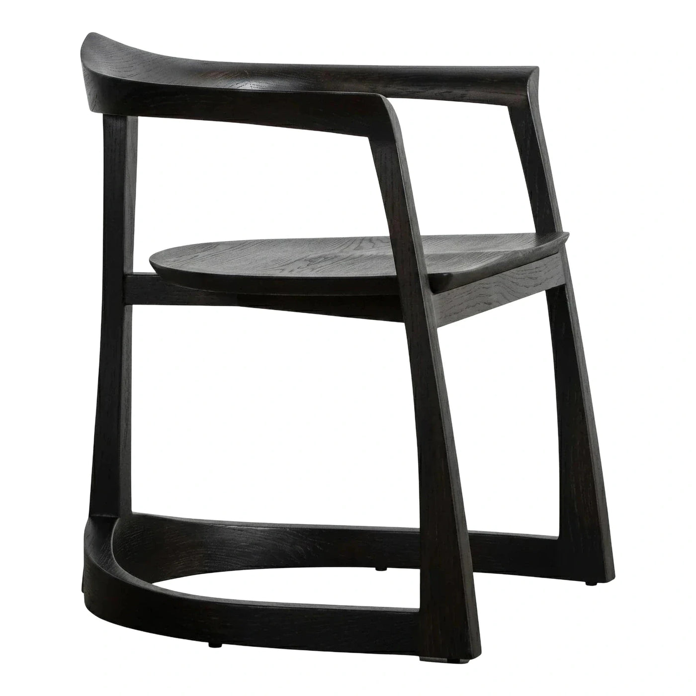 Modern Dark Wood Armchair with Curved Backrest