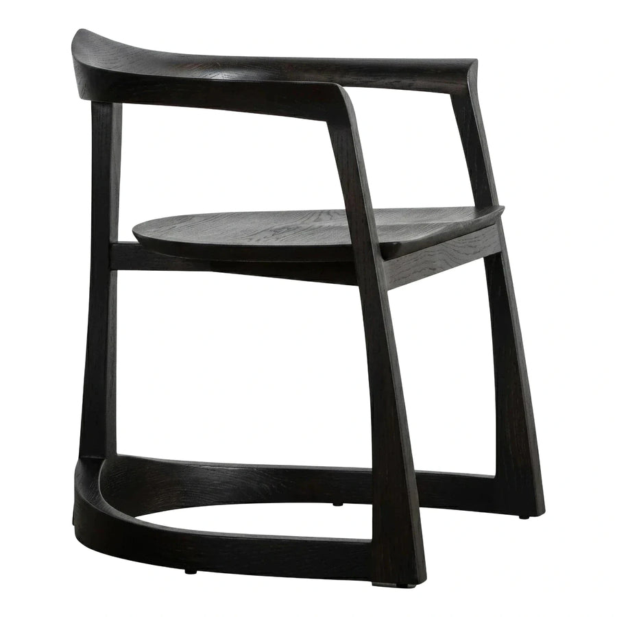 Modern Dark Wood Armchair with Curved Backrest