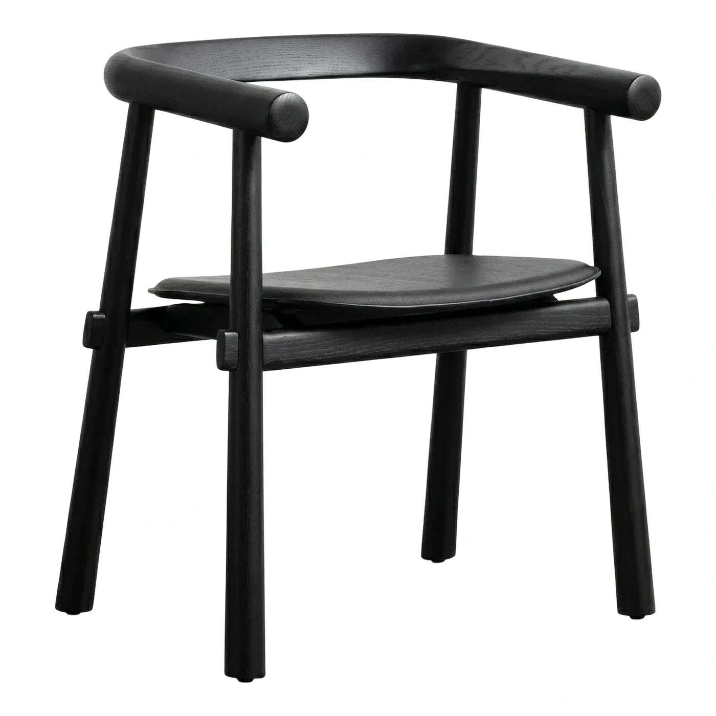Modern Black Wood Armchair with Curved Backrest