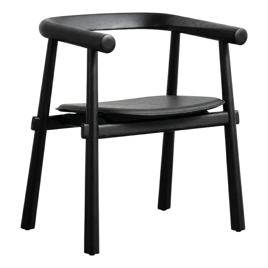 Modern Black Wood Armchair with Curved Backrest