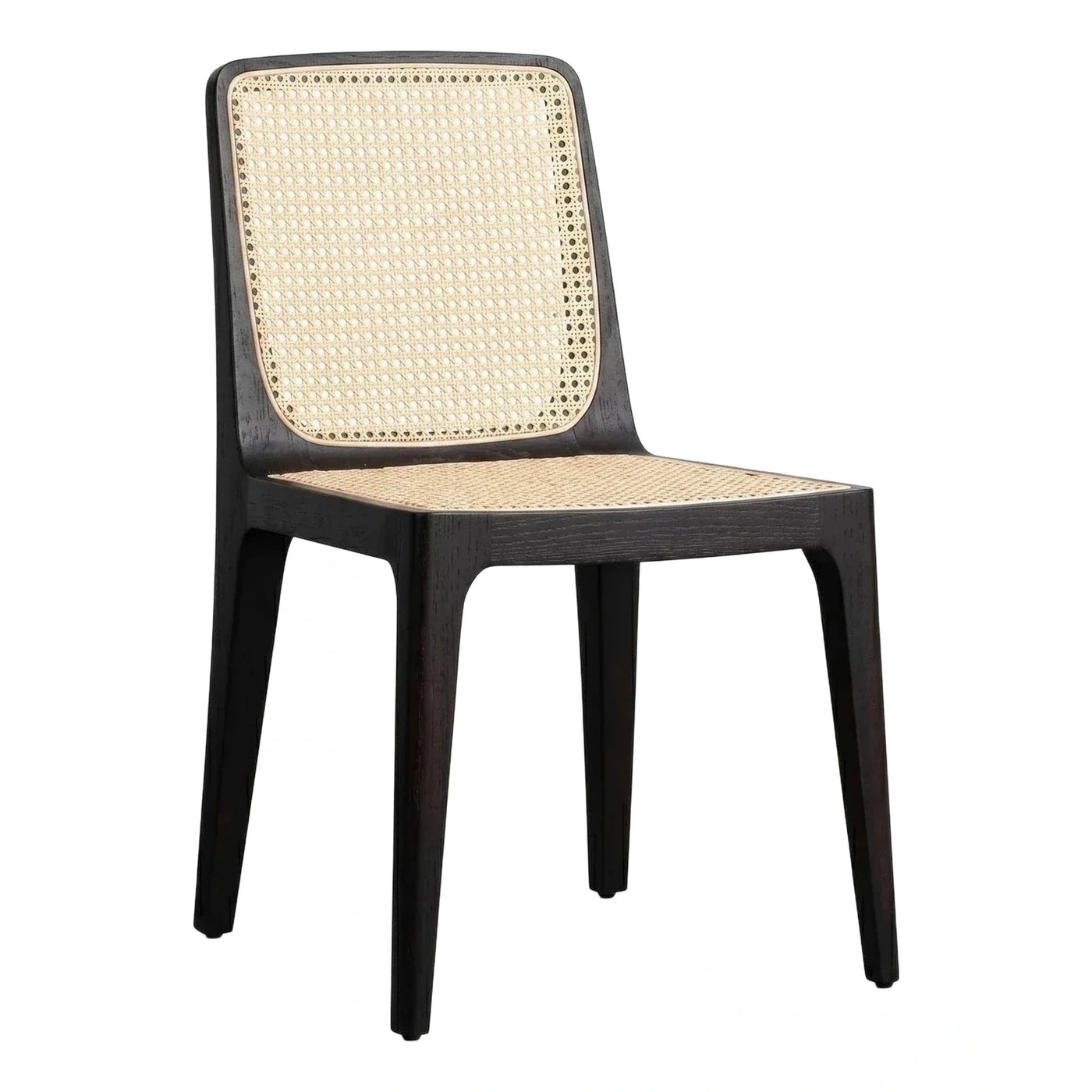 Dark Wood Frame Cane Back Dining Chair