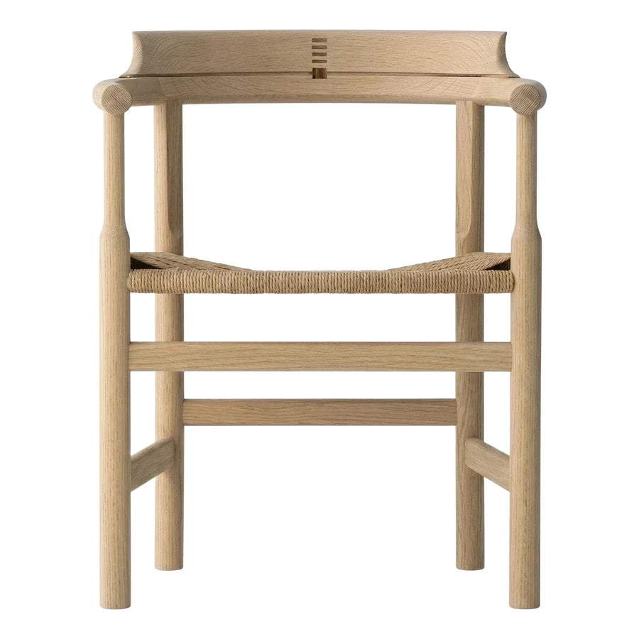 Natural Wood Lounge Chair with Woven Seat