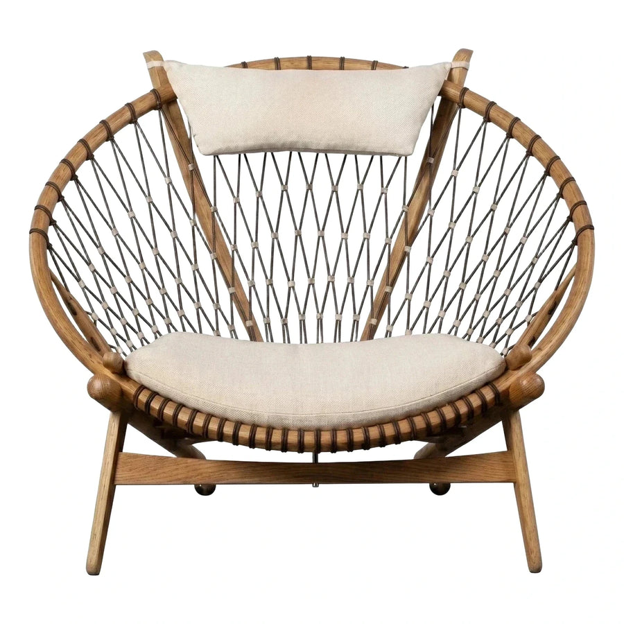 Round Wooden Shell Lounge Chair with Cord Weaving
