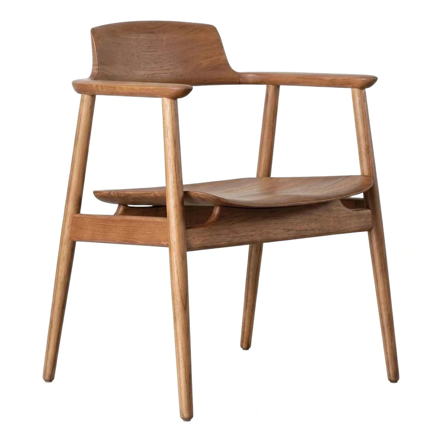 Solid Wood Armchair with Curved Backrest