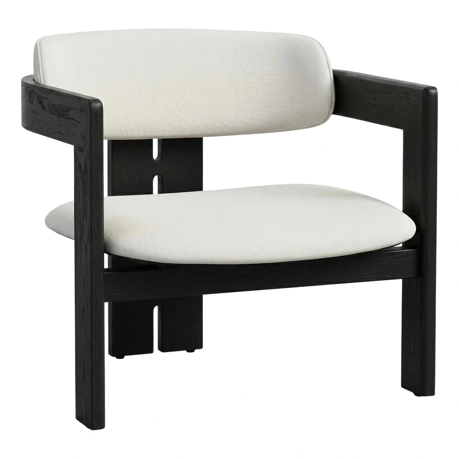Modern Black Wood Frame Cream Fabric Armchair