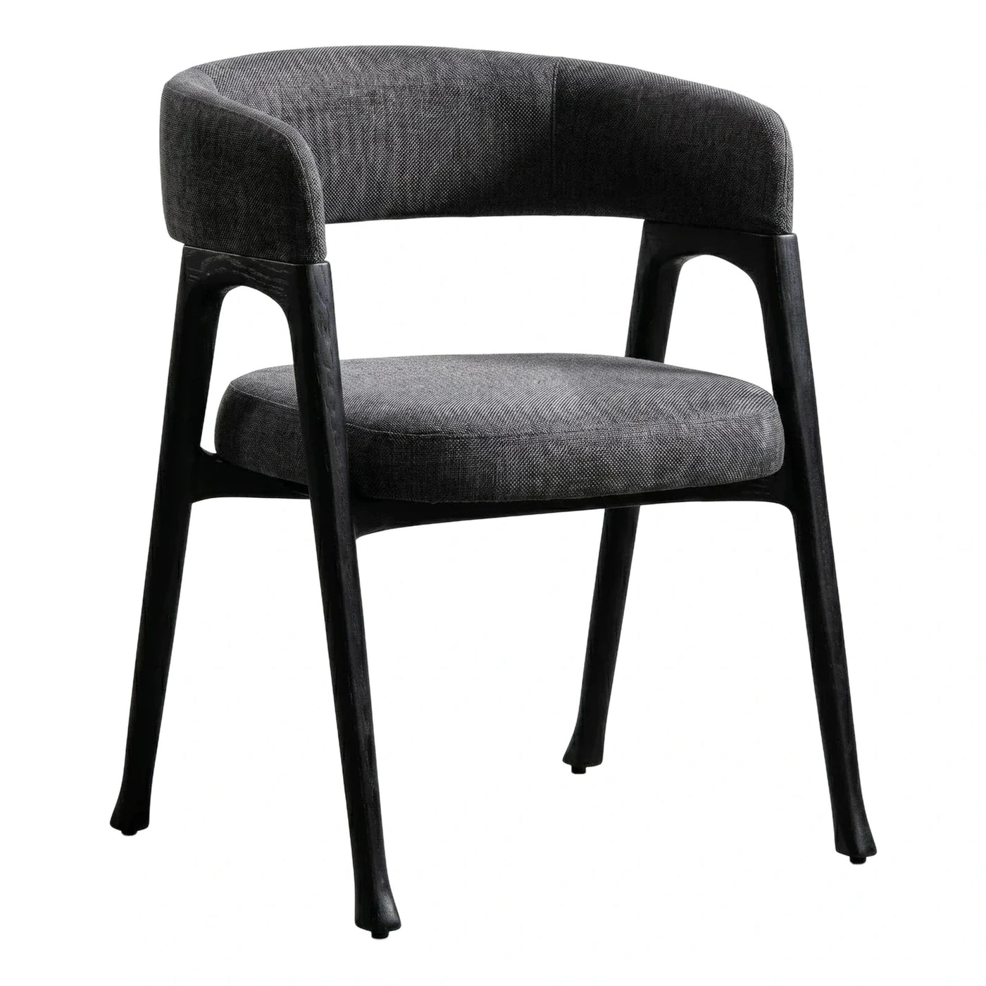 Modern Grey Fabric Dining Chair with Black Wood Frame