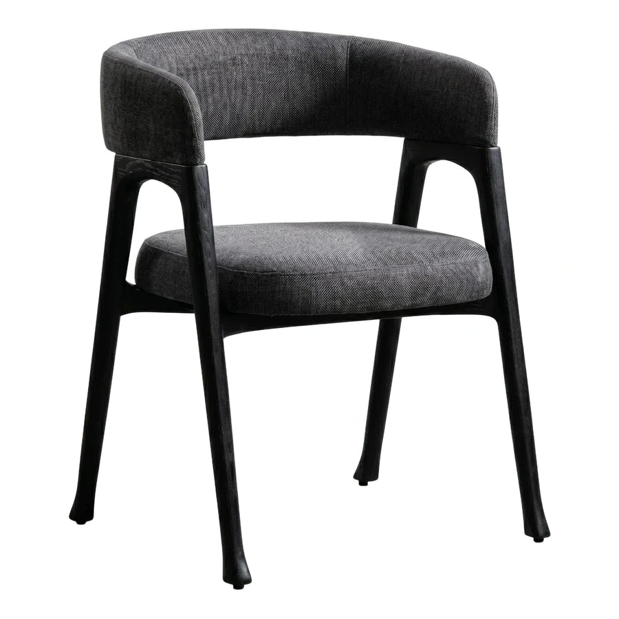 Modern Grey Fabric Dining Chair with Black Wood Frame