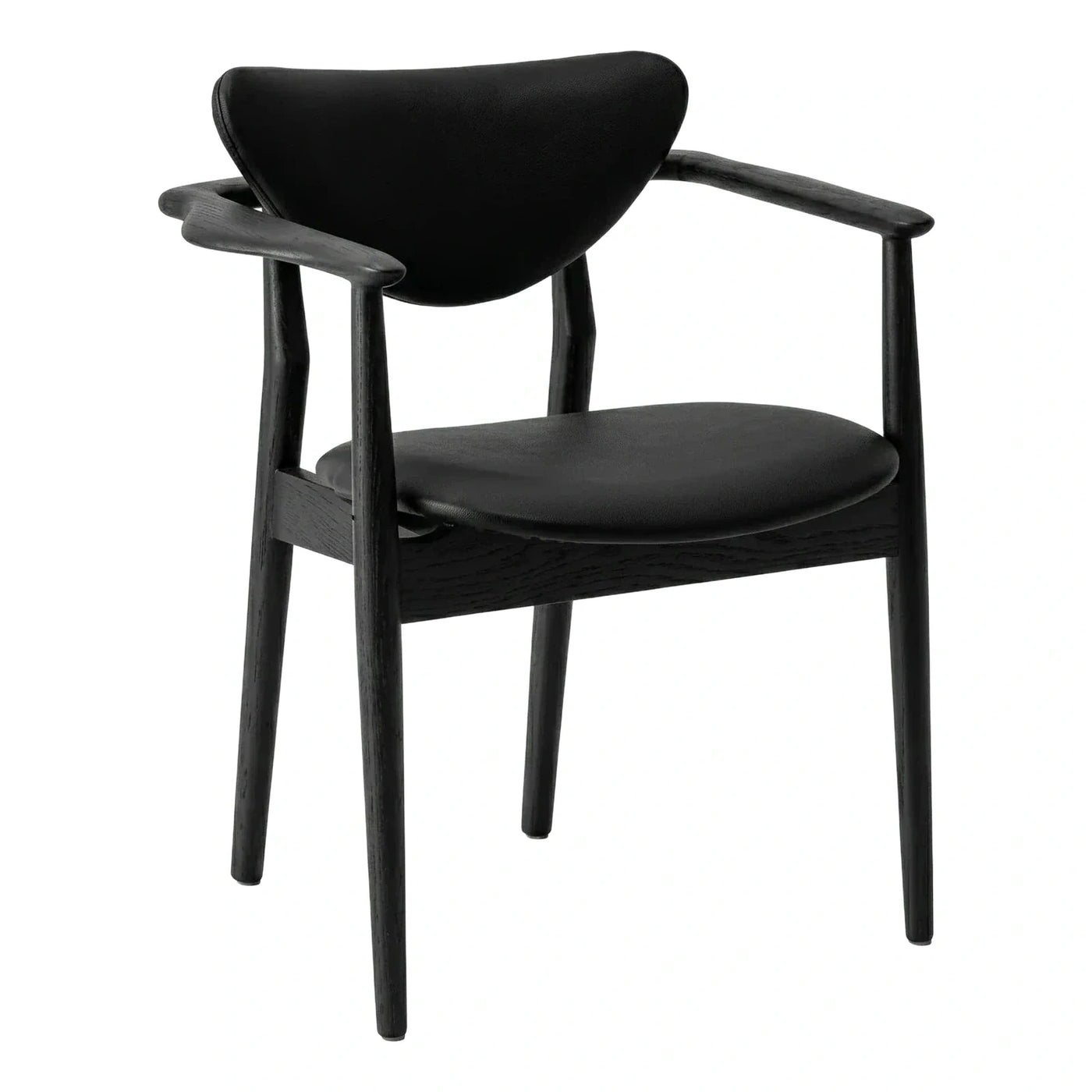 Modern Black Wood Armchair with Leather Upholstery