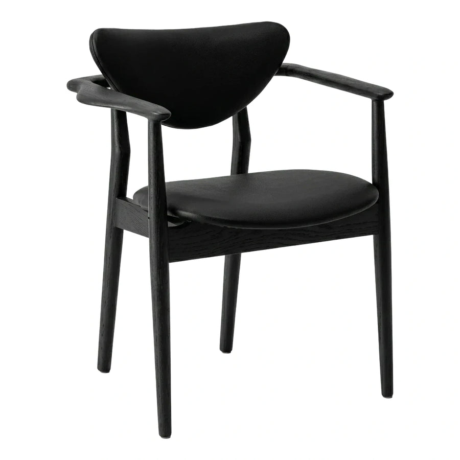 Modern Black Wood Armchair with Leather Upholstery
