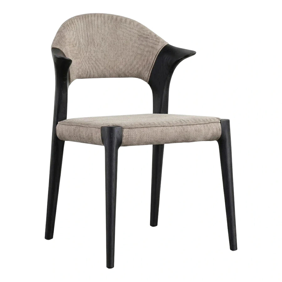 Modern Black Wood Armchair with Beige Fabric