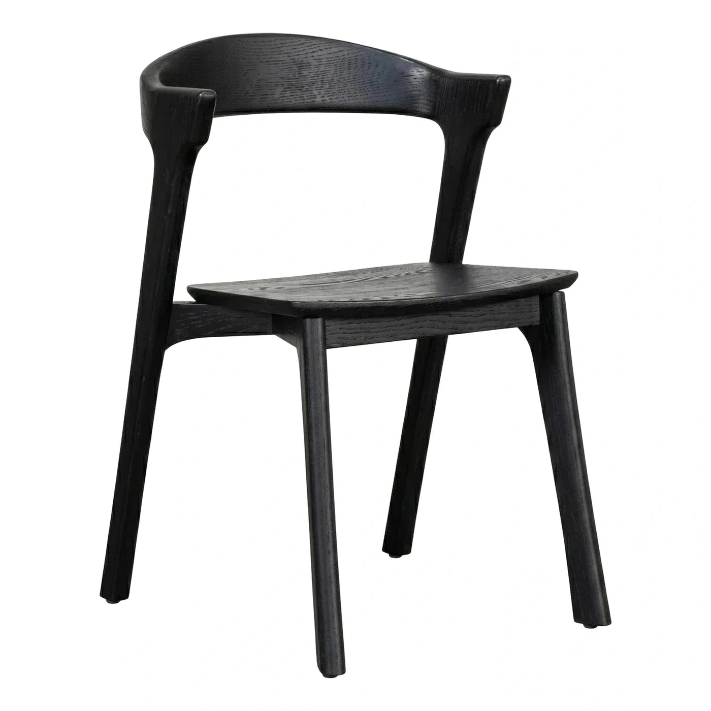 Modern Black Solid Wood Armchair with Curved Back