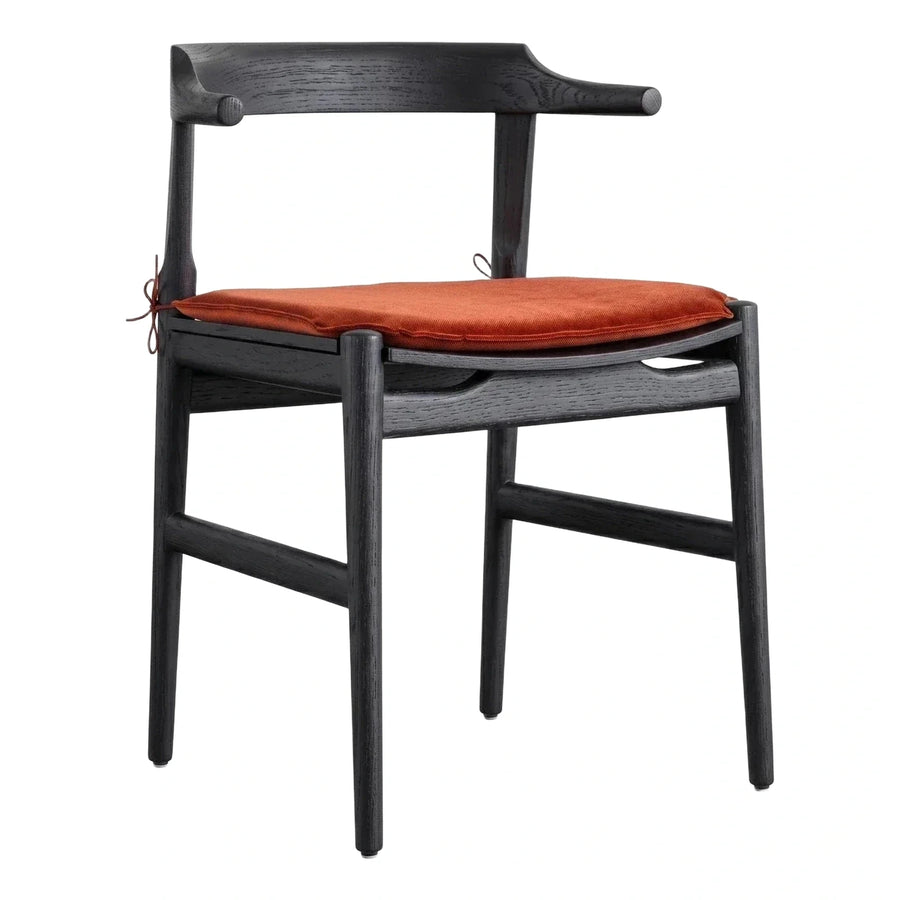 Black Wood Dining Chair with Rust Cushion