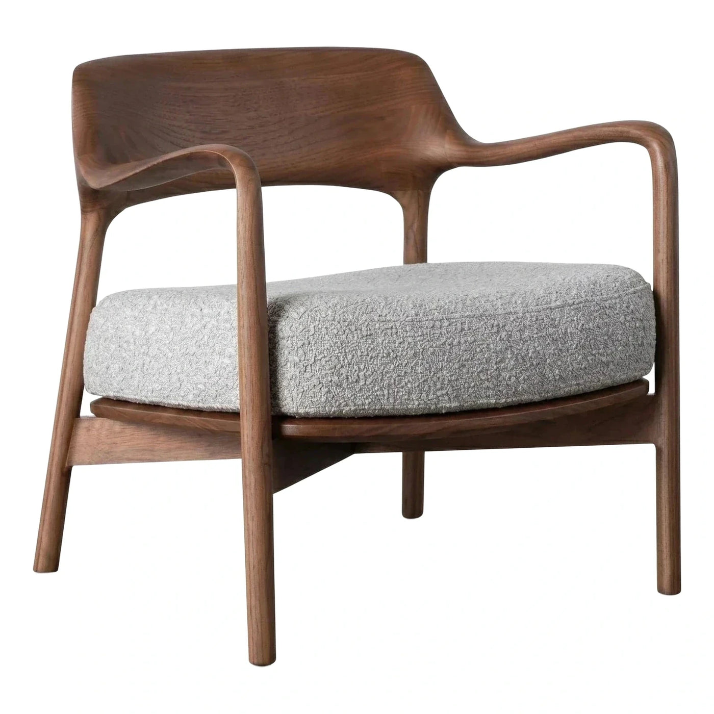 Modern Walnut Armchair with Grey Textured Cushion