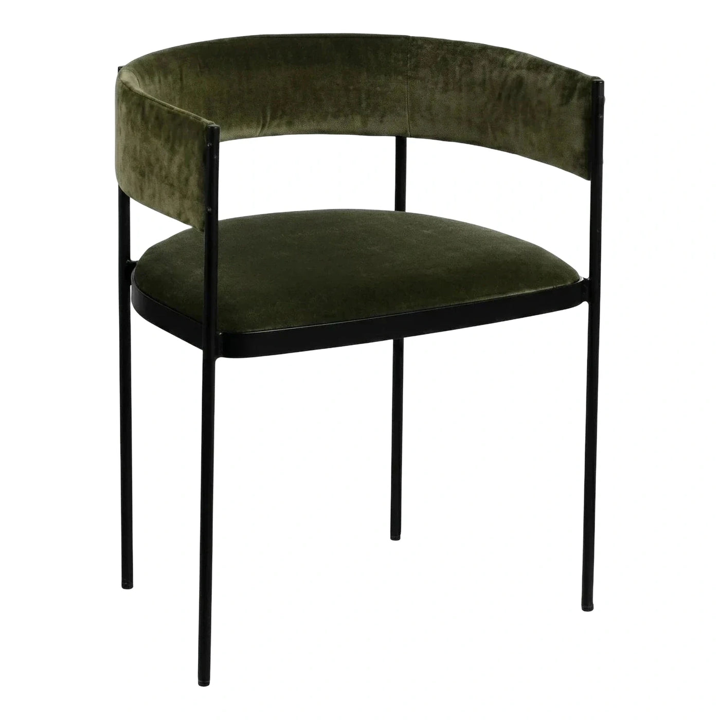 Green Velvet Dining Chair with Black Metal Frame
