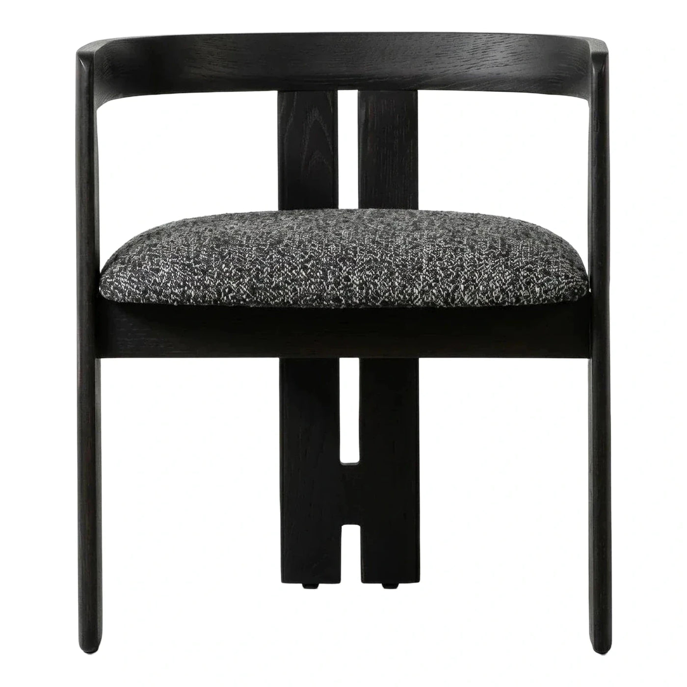 Modern Black Wood Armchair with Grey Textured Seat